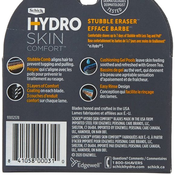 2 Schick Hydro Stubble Eraser Refills — Stubble Razor Refills, 4 Count - Picture 2 of 3